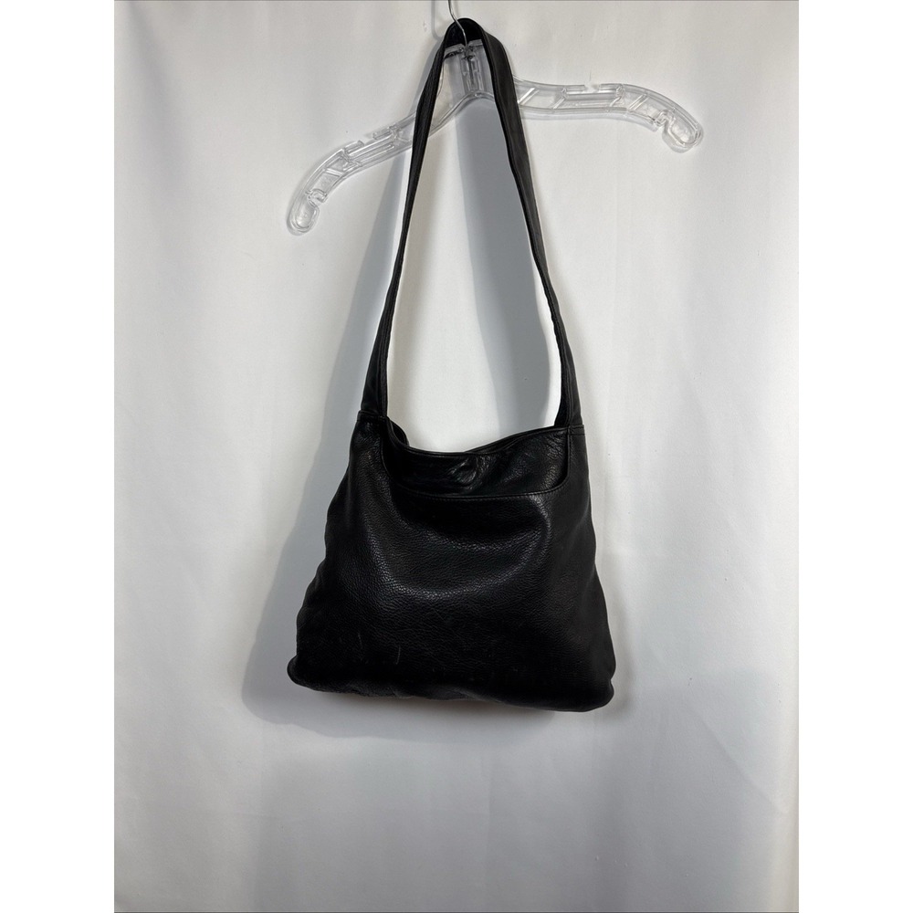 Vintage A. Giannetti Black Thick Pebbled Soft Leather Shoulder Bag Purse Handbag